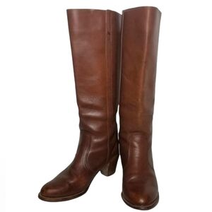 Vintage Dexter Riding Boots Reddish Brown Leather Stacked‎ Heel Size 8.5M